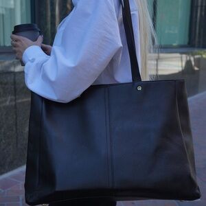 Black Leather Tote Bag